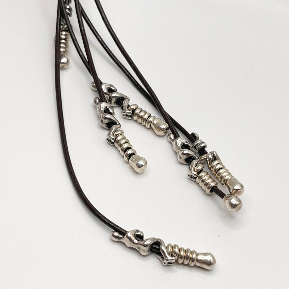 UNO de 50 Leather Silver plated Necklace Skalator Woman Climb BOHO Tassel Dangle - Picture 13 of 16